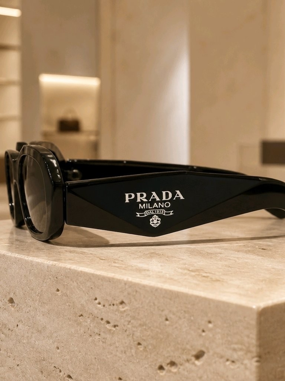 Prada Milano Glossy Black Logo Sunglasses for Men